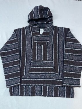Striped Baja Beach Hoodie by Frank’s Textiles Brown & Grey